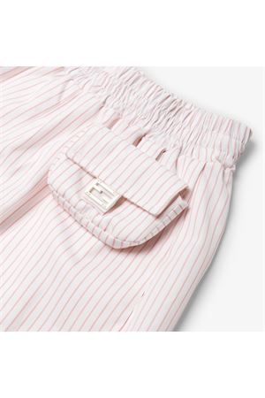 Shorts junior in popeline di cotone bianco e rosa FENDI KIDS | JFF358ATRDF1QYC